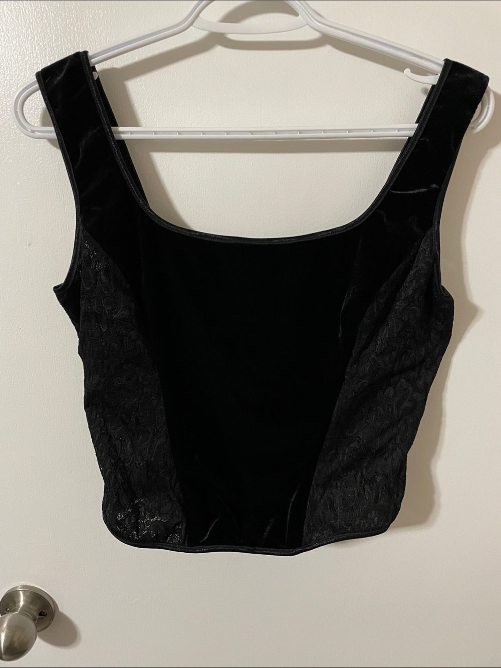 Nwt’s Vintage Debbie Shuchat Black Velvet &Lace Crop Top Size Large